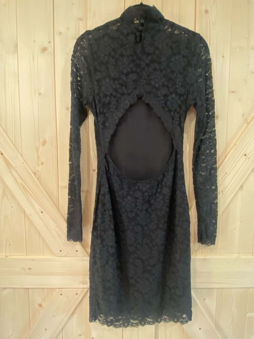 INC International Concepts Black Lace Turtleneck Long Sleeve Bodycon Dress XS